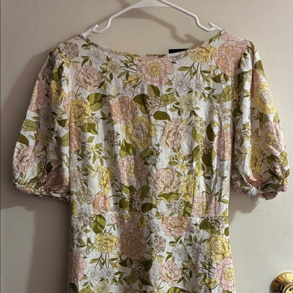 Who What Wear Floral Long Sleeve Dress - Green and Pink - Picture 2 of 6